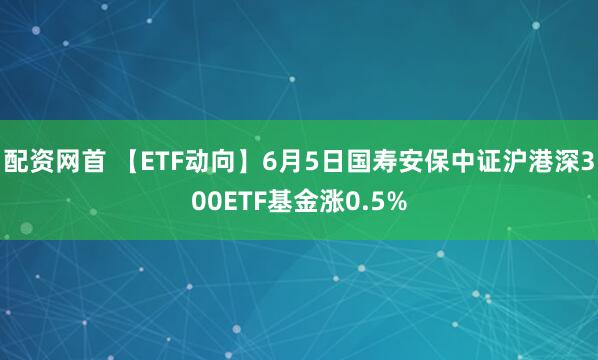 配资网首 【ETF动向】6月5日国寿安保中证沪港深300ETF基金涨0.5%